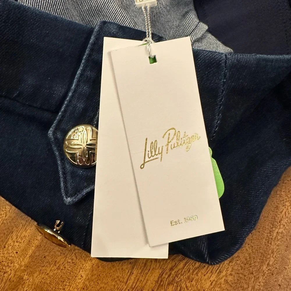 LILLY PULITZER women’s Navy Button-Detail Flare Pants